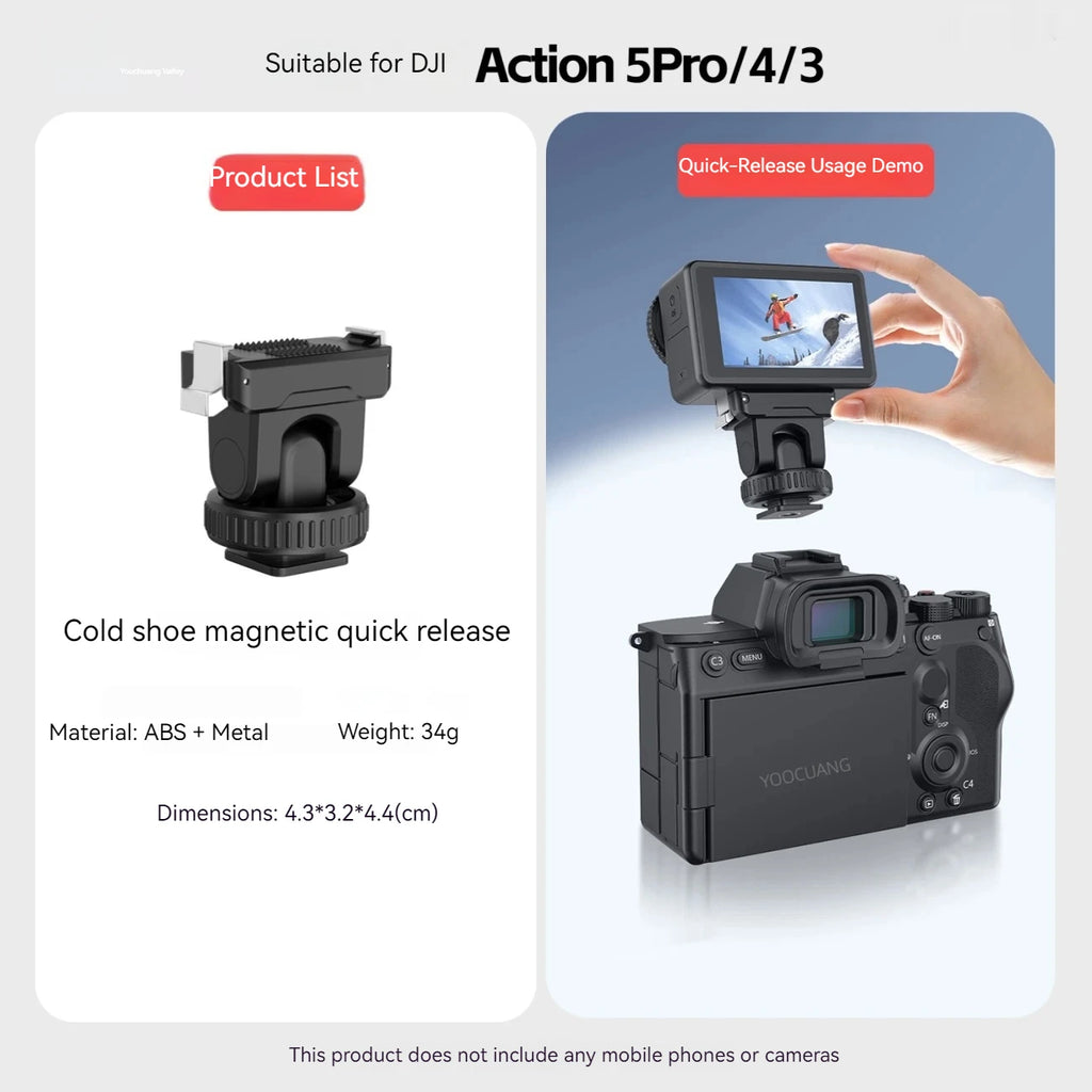 DJI Osmo Action 3/4/5 Pro Magnetic Quick Release Mount Adapter