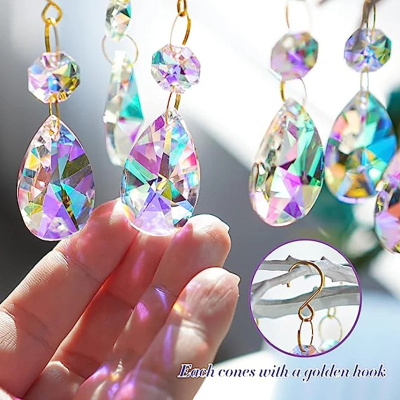 1PCs Crystal Suncatcher 9cm Curtain Pendant Sun Catcher AB Color Rainbow Chaser Glass Prism Outdoor Window Home Garden Decor Oasis Select