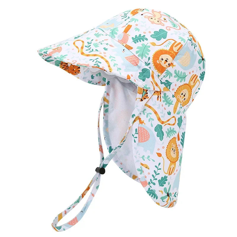 New Panama Summer Baby Bucket Hat for Boys Girls Cartoon Breathable Mesh Children's Beach Shawl Sun Hat Kids UV Protection Cap Oasis Select 04 50cm(1 to 3 years)