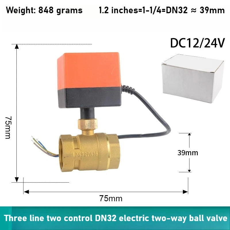 Electric Two-way Ball Valve DN15 20 25 32 40 50 Three Wire Two-point Control 220V 12V 24V Copper Electric Ball Valve Oasis Select DN32 DC12 24V 3 lines 2 controls two-way