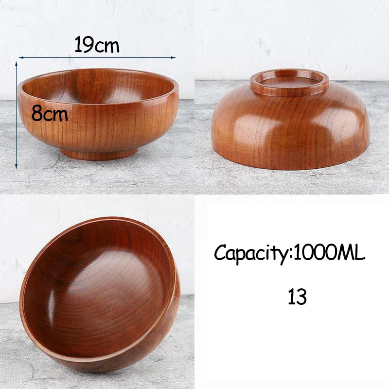 Japanese Style Acacia Wooden Bowl for Children's Dining Anti DropBowl Exclusive Wooden Bowl Retro Home Tableware Set Salad Bowl Oasis Select 13