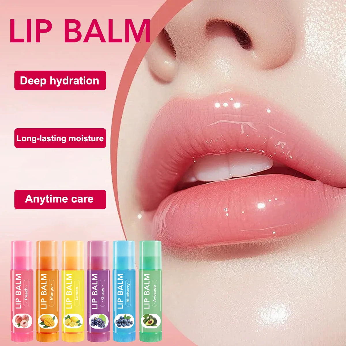 YURHERSU 6-Piece Fruit Lip Balm Set – Fun Gift for Girls Lip Balm Gift Set Oasis Select