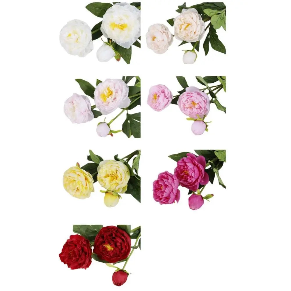 3-Head Real Touch Artificial Peony Stems | Lifelike Faux Flowers