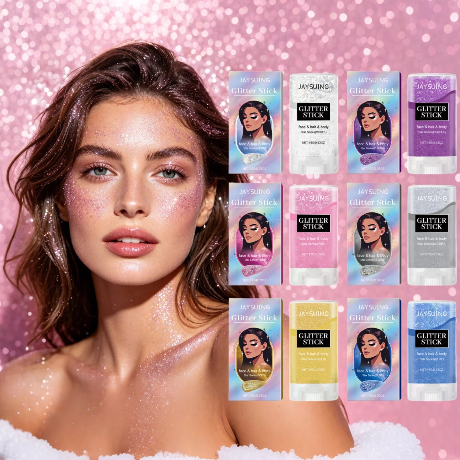 Glitter Gel Stick – Face Body & Hair Shimmer Makeup | 6 Shades