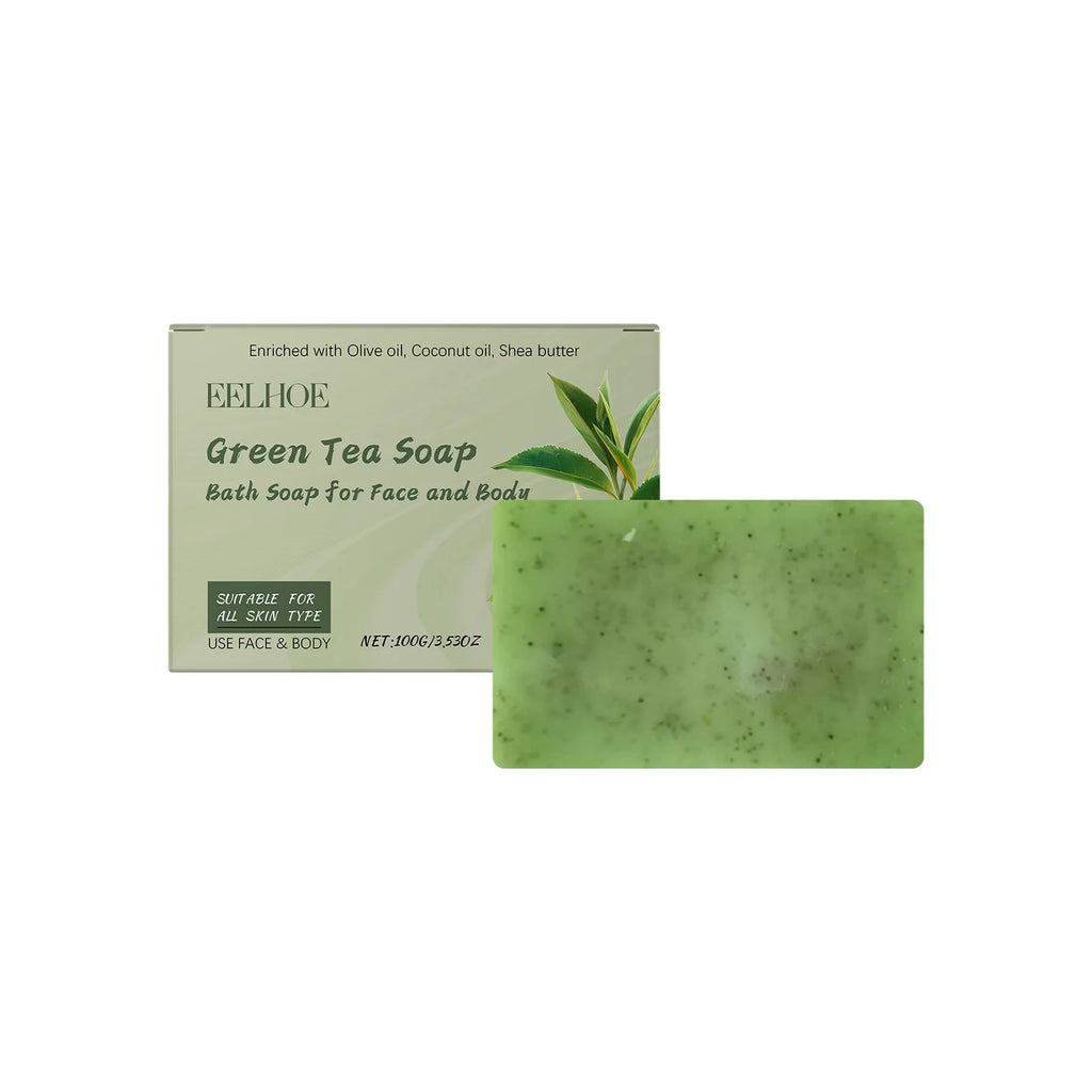 Green Tea Soap Oil Control Reduce Dryness Remove Dead Skin Deep Cleansing Moisturizing Refreshing Anti Acne Smooth Bath Bar Soap Oasis Select 100g boxed