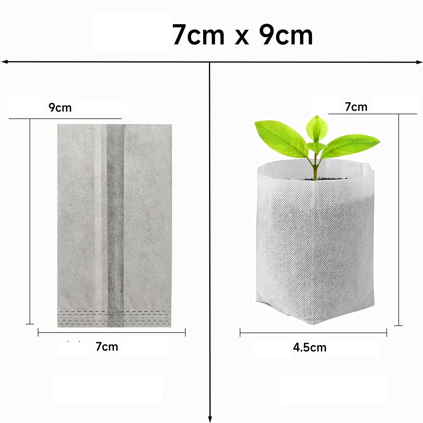 100-Pack Biodegradable Nursery Grow Bags | Non-Woven Fabric Pots