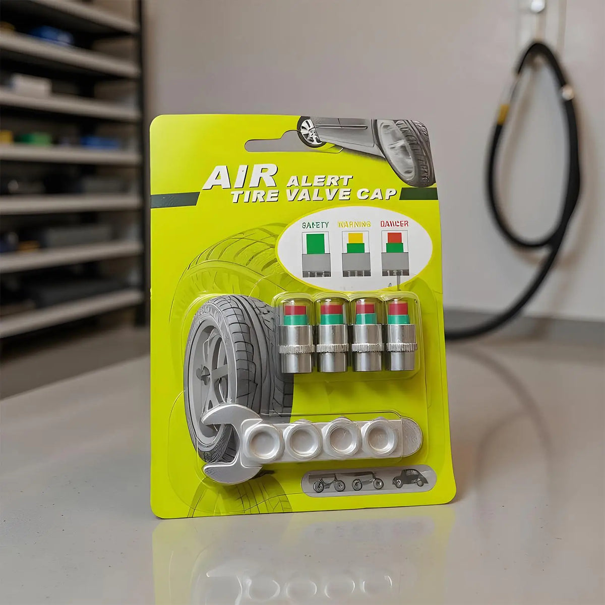 Air Alert Tire Valve Cap 4 Pieces Gauge Alert Tire Pressure Monitor Valve Stem Caps for Long-Distance Travel Motorcycle Truck Oasis Select