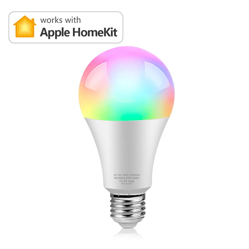 Smart Bulb E27 E14 GU10 Bubble Dimmable LED Light Siri Voice Control Bulb RGBCW AC85-265V Smart Home Bulb for Alexa Google Home Oasis Select E27 9W
