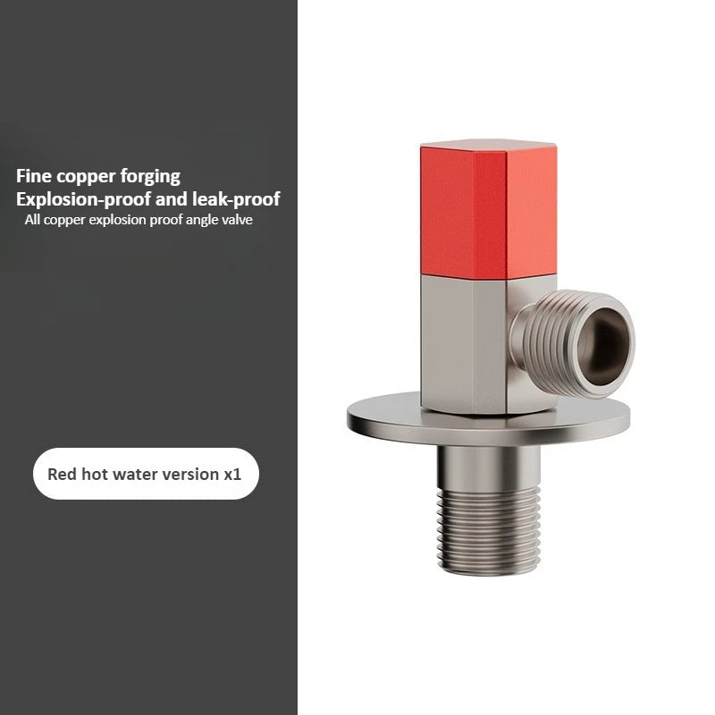 Brass Red Blue Angle Valve Hot and Cold Water Valve Bathroom Thread Bathroom Faucet Water Heater Filling Valve Accessories Oasis Select Hot water (red) A