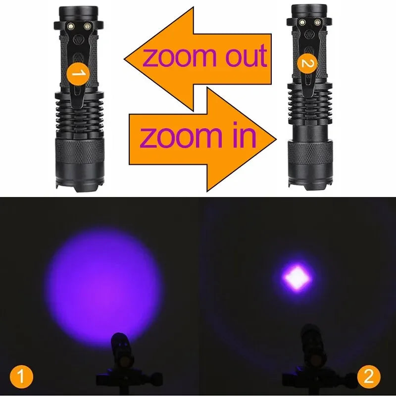 UV LED Portable Flashlight 395nm Black Light Wavelength Violet Flashlight Pet Urine Scorpion Feminine Hygiene Detector Torch Oasis Select