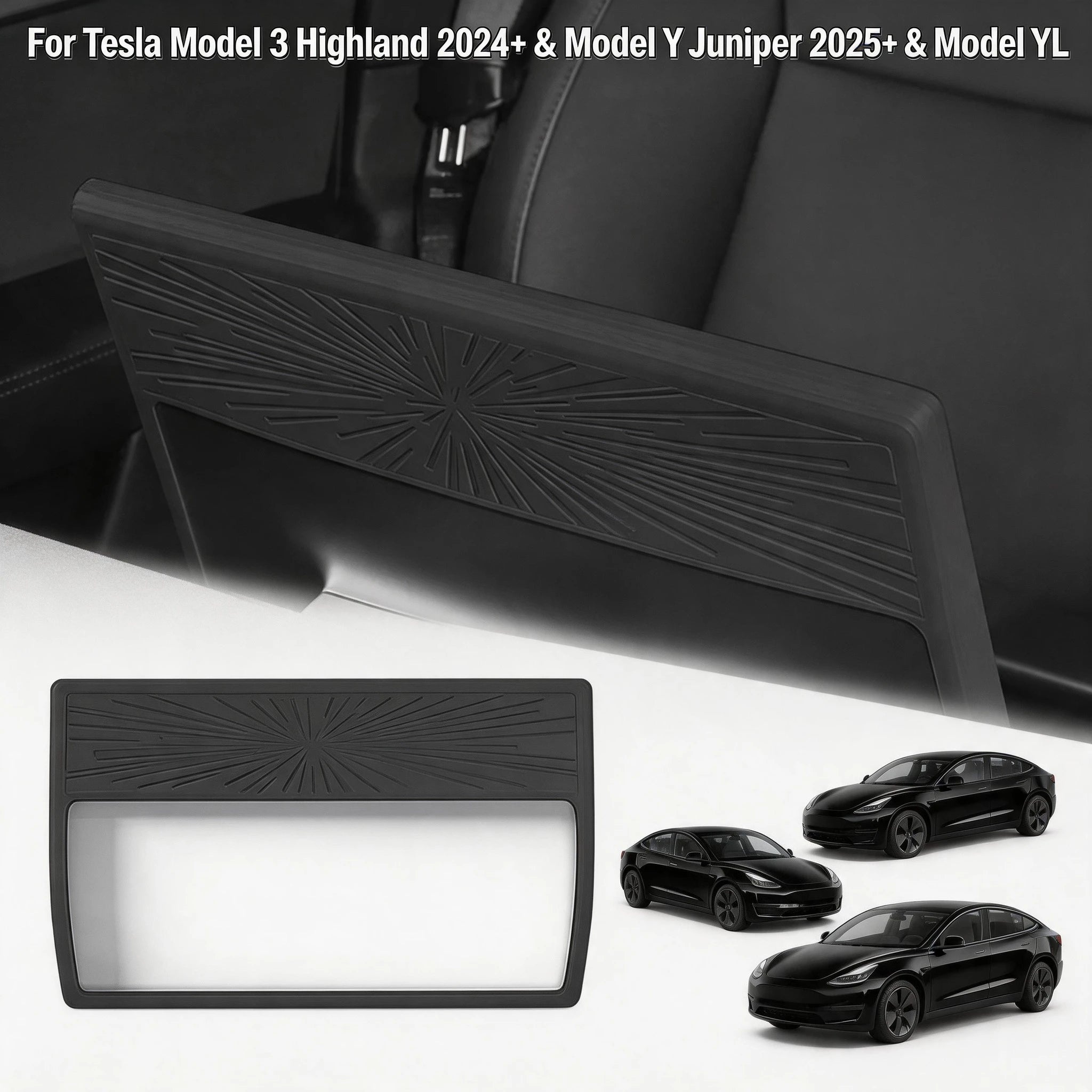 Durable Perfect Fit for Tesla Model 3 Highland 2024+ Model Y Juniper 2025+ Model YL Screen Frame Strip White Edge Protector Oasis Select black