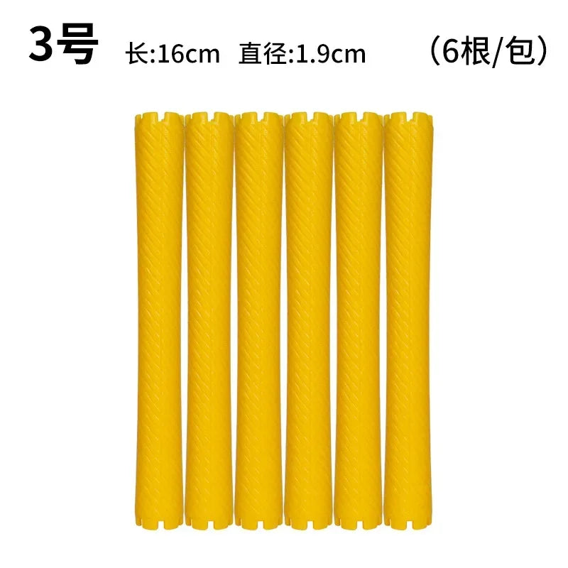 6pcs DIY Heatless Lengthened Hair Roller Stick Perm Tools Hollow Design Spiral Hair Curler Magic Curls Curly Hair Styling Kits Oasis Select 1.9cm