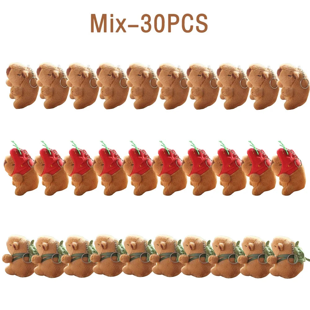 1-20PCS Cartoon Capybara Pendant Plush Toy Doll Bag Hanging Ornament Cute Kapila Keychain Doll Desktop Doll Ornament Car Pendant Oasis Select Mix-30PCS