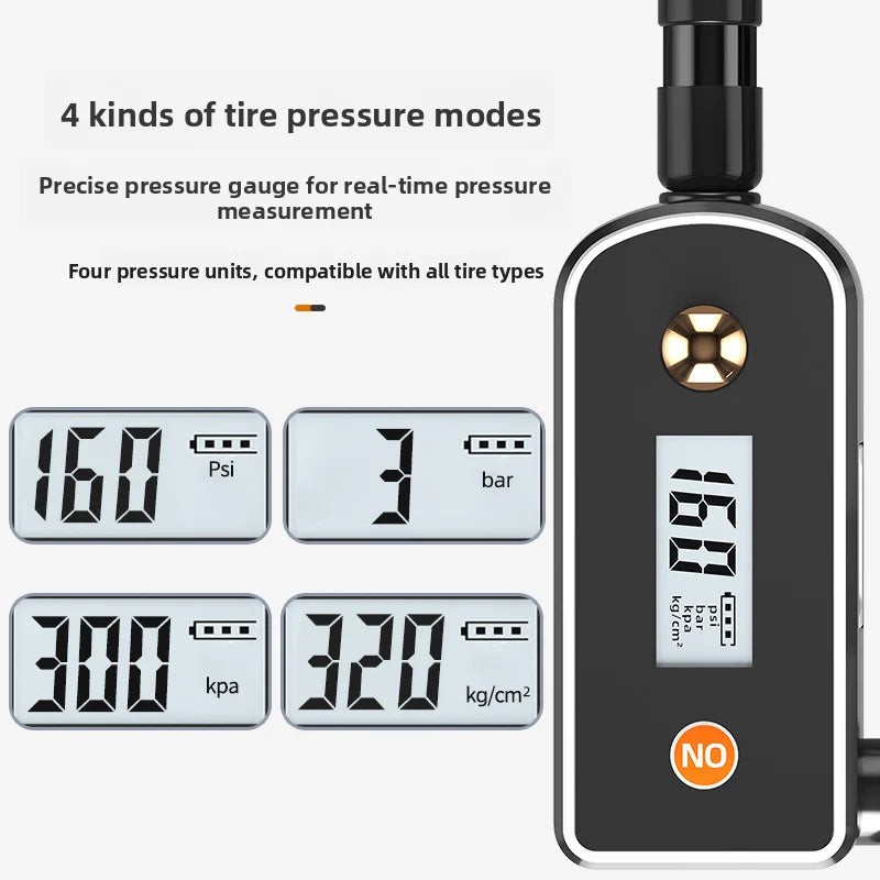 Bicycle hand-operated high-pressure inflator with pressure gauge, portable manual air pump, 160PSI Oasis Select