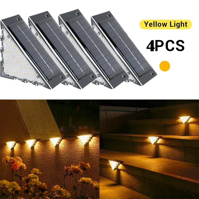 Solar Stair Lights Solar Step Light Outdoor Anti-theft Waterproof IP45 Decor for Garden Stair Deck Front Porch and Patio Oasis Select Warm Light 4PCs