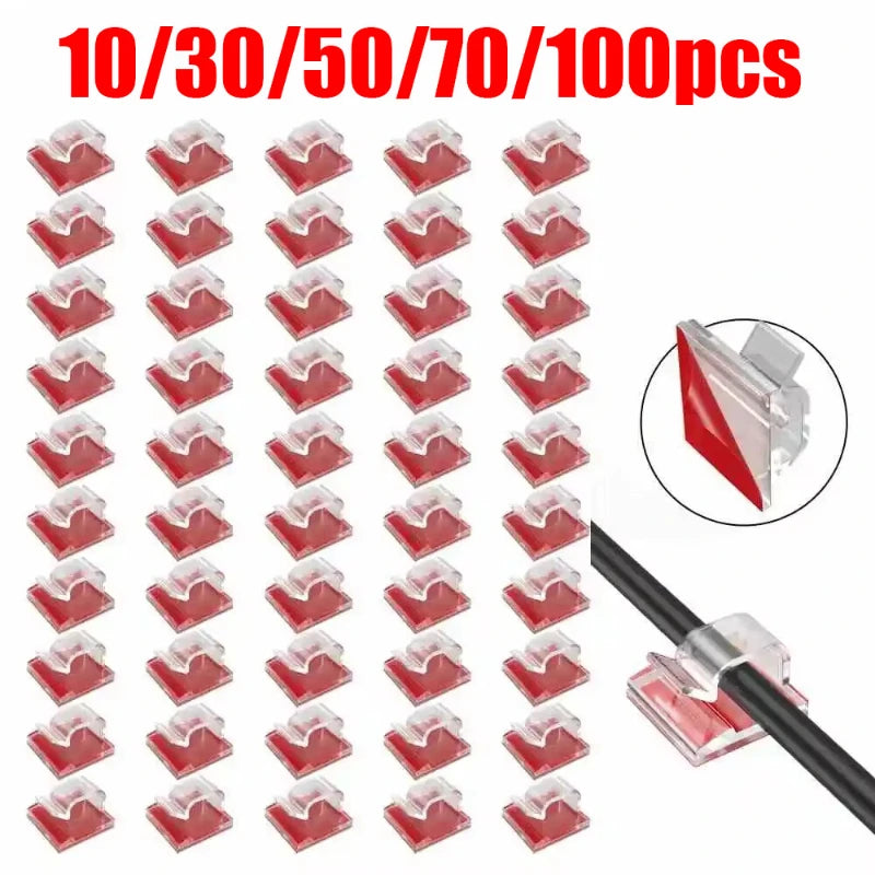 10/30/100PCS Cable Organizer Clips Cable Management Wire Manager Cord Holder USB Charging Data Line Bobbin Winder Wall Mounted Oasis Select