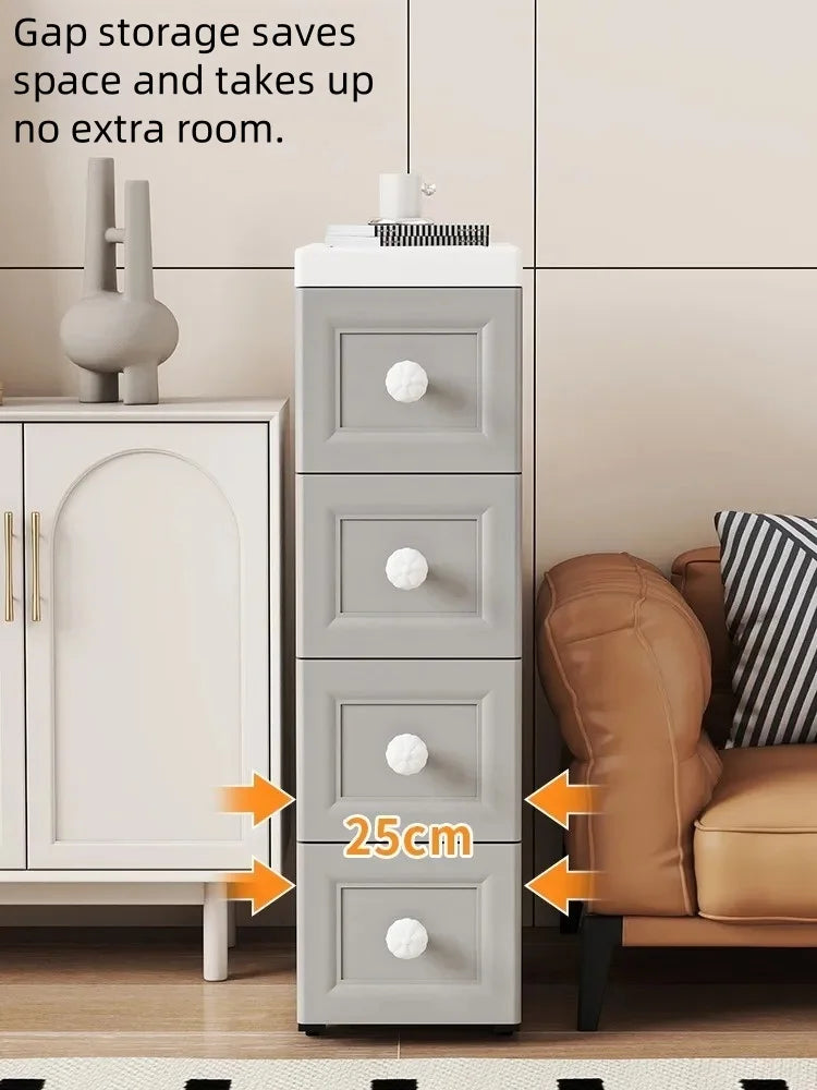 Narrow Storage Box for Kitchen Batoom Organizer Slim storage bin Home utility Closet elf PP Material Versatile Use Oasis Select