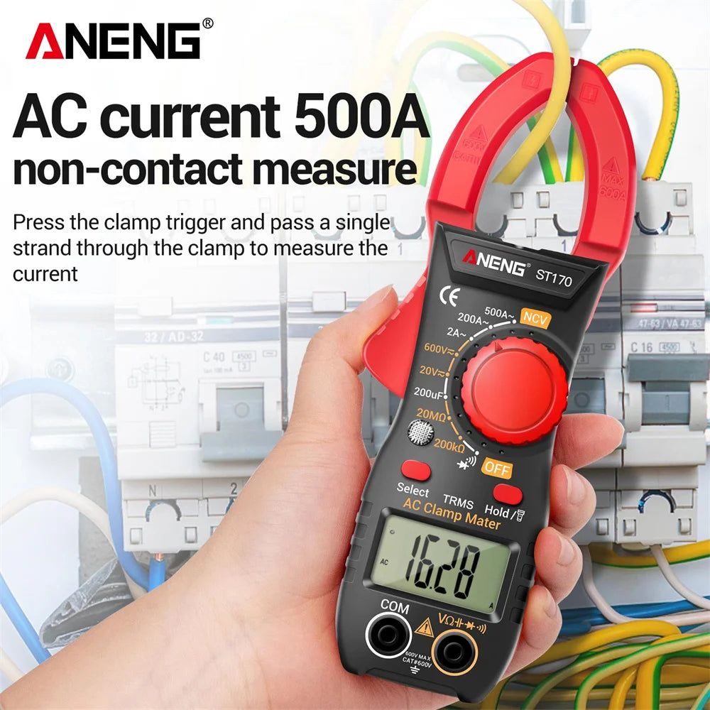 ANENG ST170 Clamp Meter Multimeter Digital Tester 1999 Counts AC/DC Voltage voltmeter Hz Capacitance NCV Ohm Diode Tester Tools Oasis Select