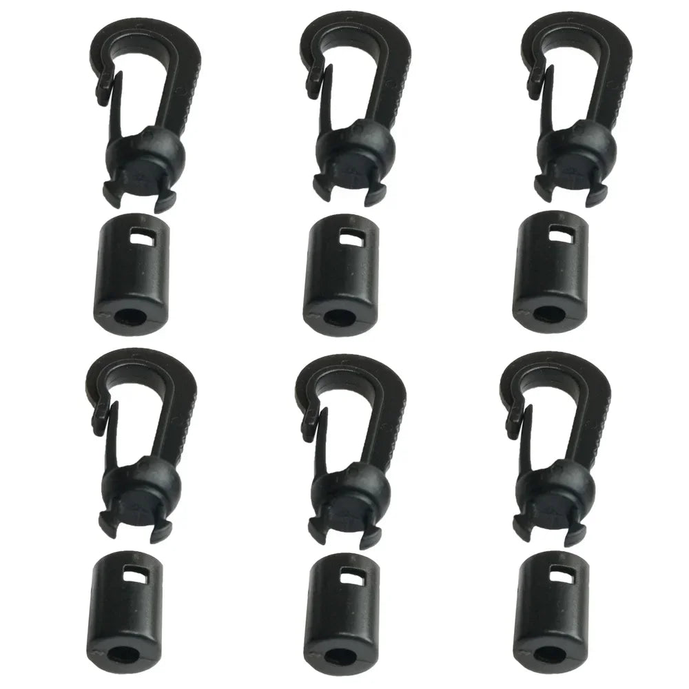 4mm Shock Bungee Cord Karabiner Hook Elastic Cord Rope End Straight Bendy Shock Cord for Marine Kayak Canoe Boat Rafting Oasis Select 6PC