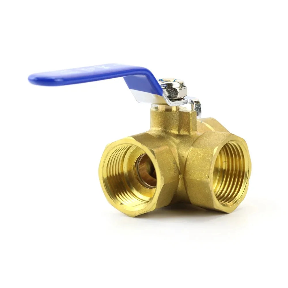 1/4" 3/8" 1/2" 3/4"1" BSP Female Brass Full Port T-Port L-Port 3 Way Ball Valve Connector Adapter For Water Oil Air Gas Oasis Select