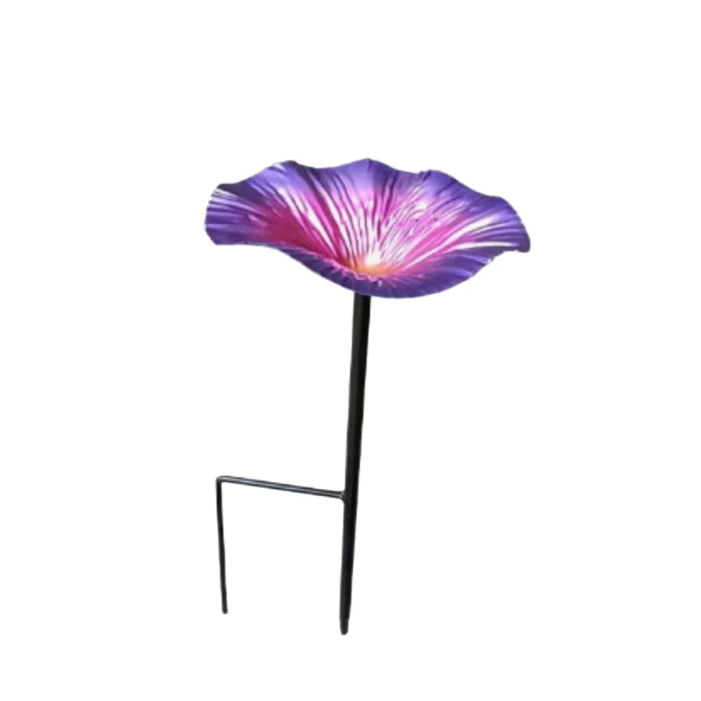 Flower Shaped Bird Feeder And Bath Metal Garden Decor For Outdoor Wildlife Watching Bee Watering Station Oasis Select Purple
