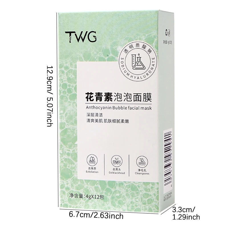 Anthocyanin Bubble Facial Mask – Deep Clean & Moisturizing 12pc Bubble Face Mask Oasis Select