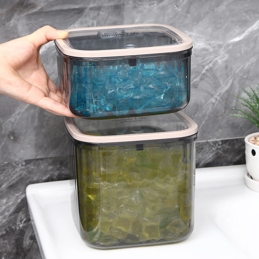 1pc acrylic transparent black elastic lid laundry gel bead bathroom jar bathroom organizer storage jar multifunctional storage Oasis Select