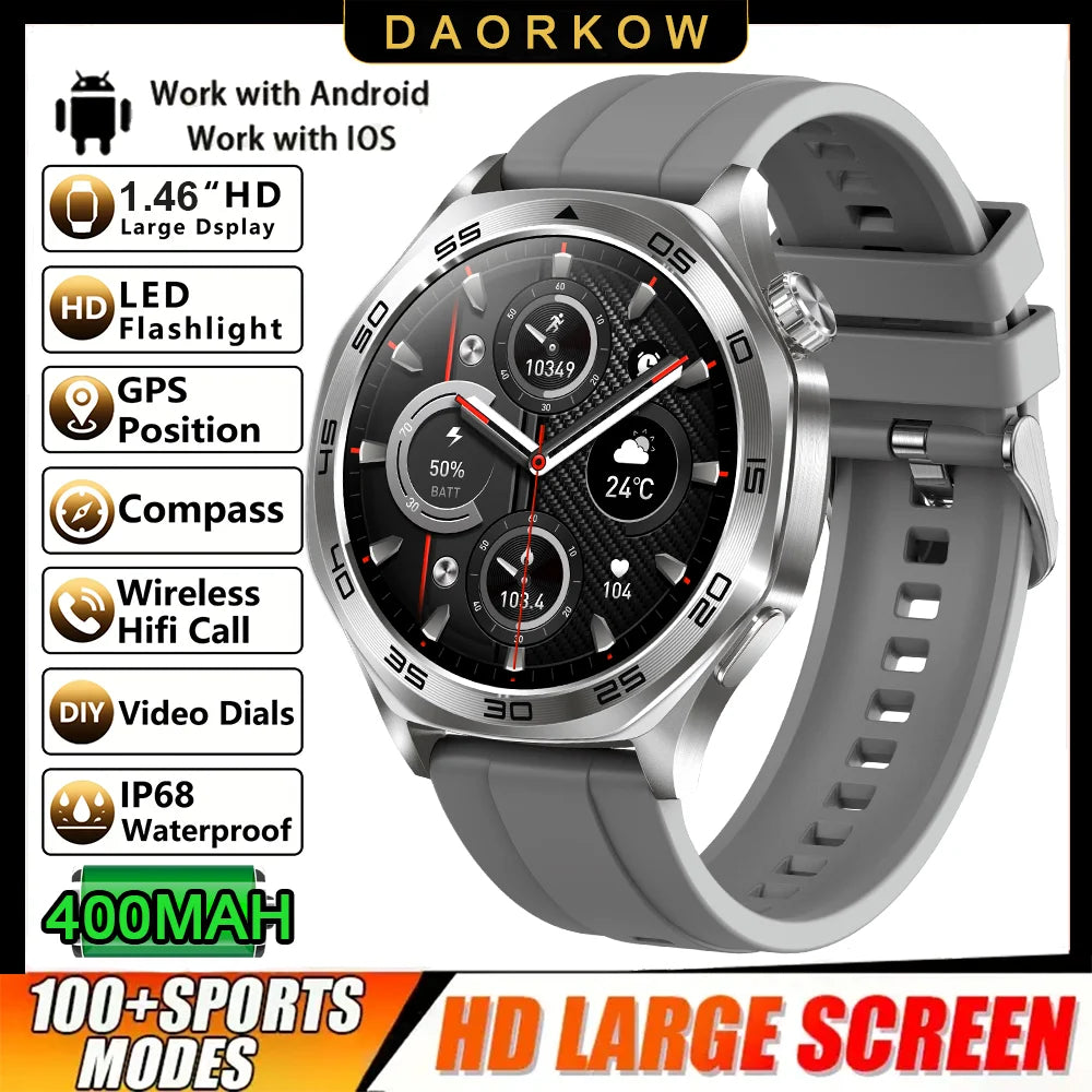 DAORKOW Smartwatch 1.46" IPS IPX8 | 100+ Activity Modes