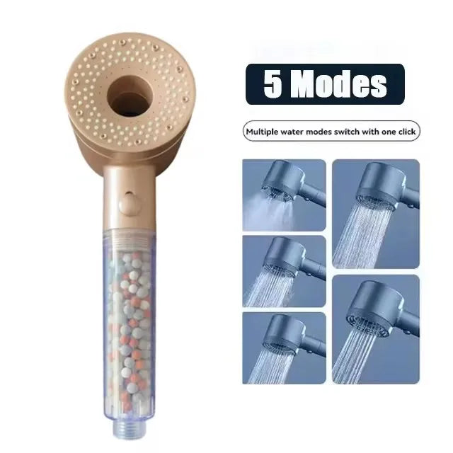 New 5 Modes Shower Head Large Flow Anion Filter Shower High Pressure Water Saving Mixer Shower Nozzle Bathroom Accessories Set Oasis Select Shower Head D
