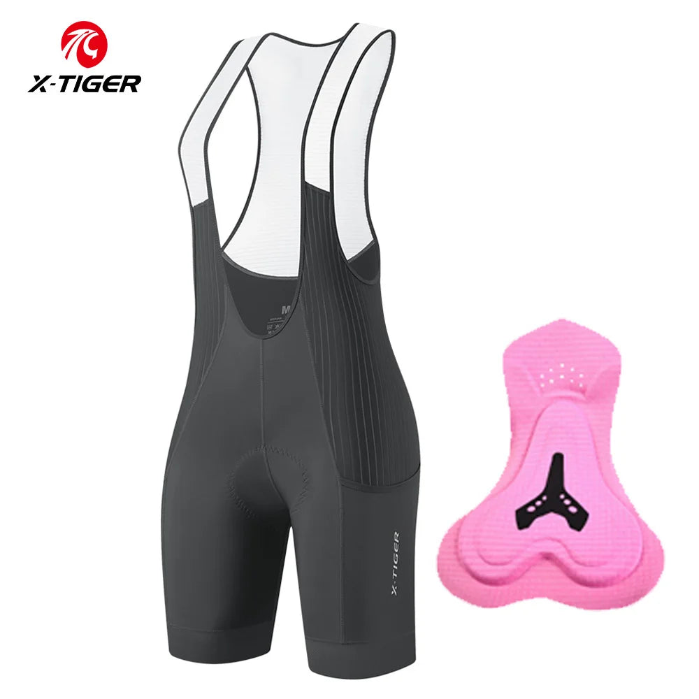 X-TIGER Women's 5D Padded Cycling Bib Shorts | UV Protection