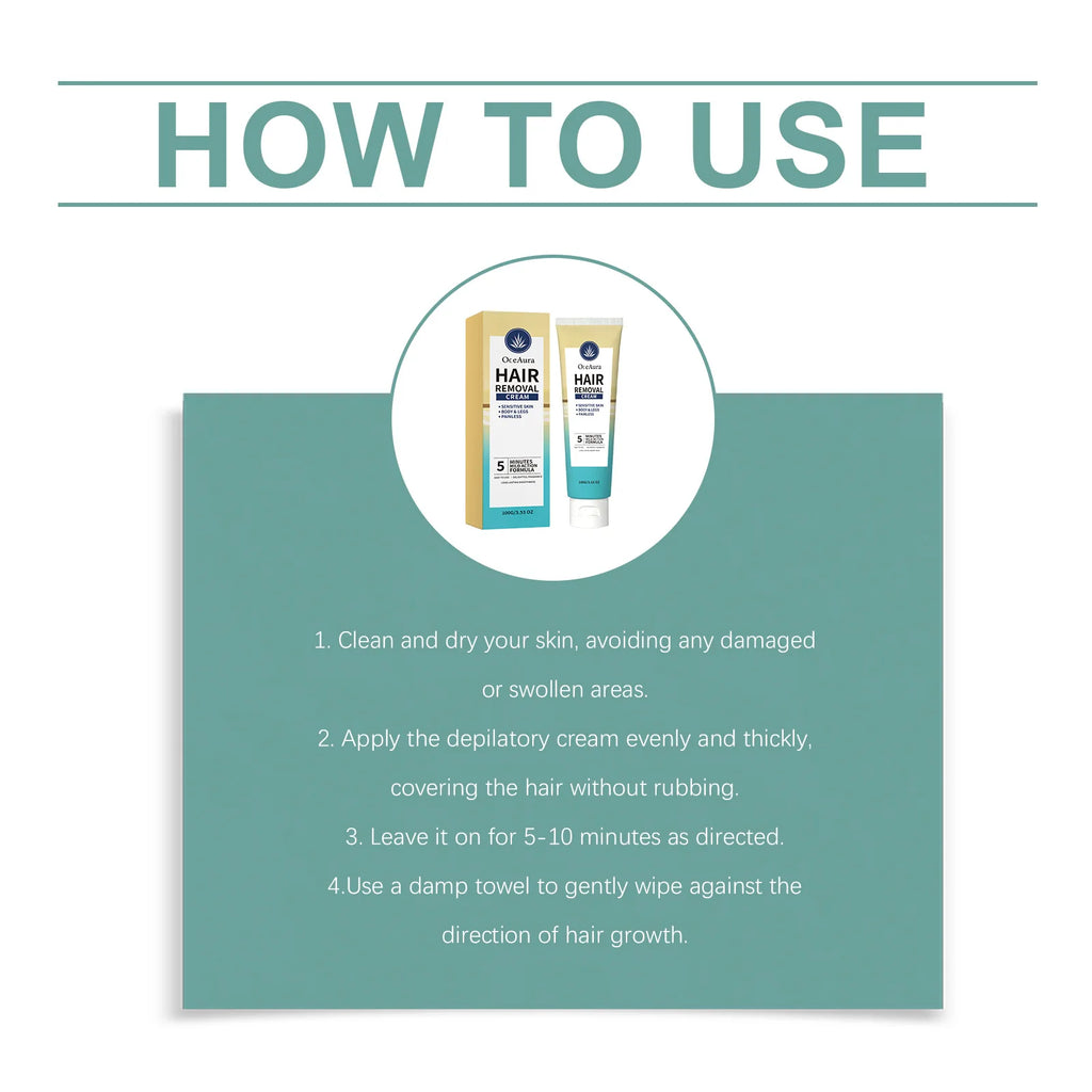 Hair Removal Cream Painless Quick Dissolve Body Hair Growth Inhibitor Smooth Silky Skin Non Irritating Depilatory Lotion Oasis Select