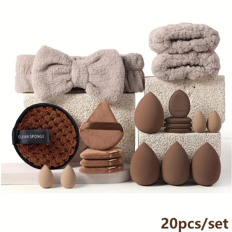 13/33pcs Professional Makeup Brush Set with Accessories for Combination Skin- Featuring Soft Brushes，Suitable for Beginners Oasis Select China Mainland 20pcs brown