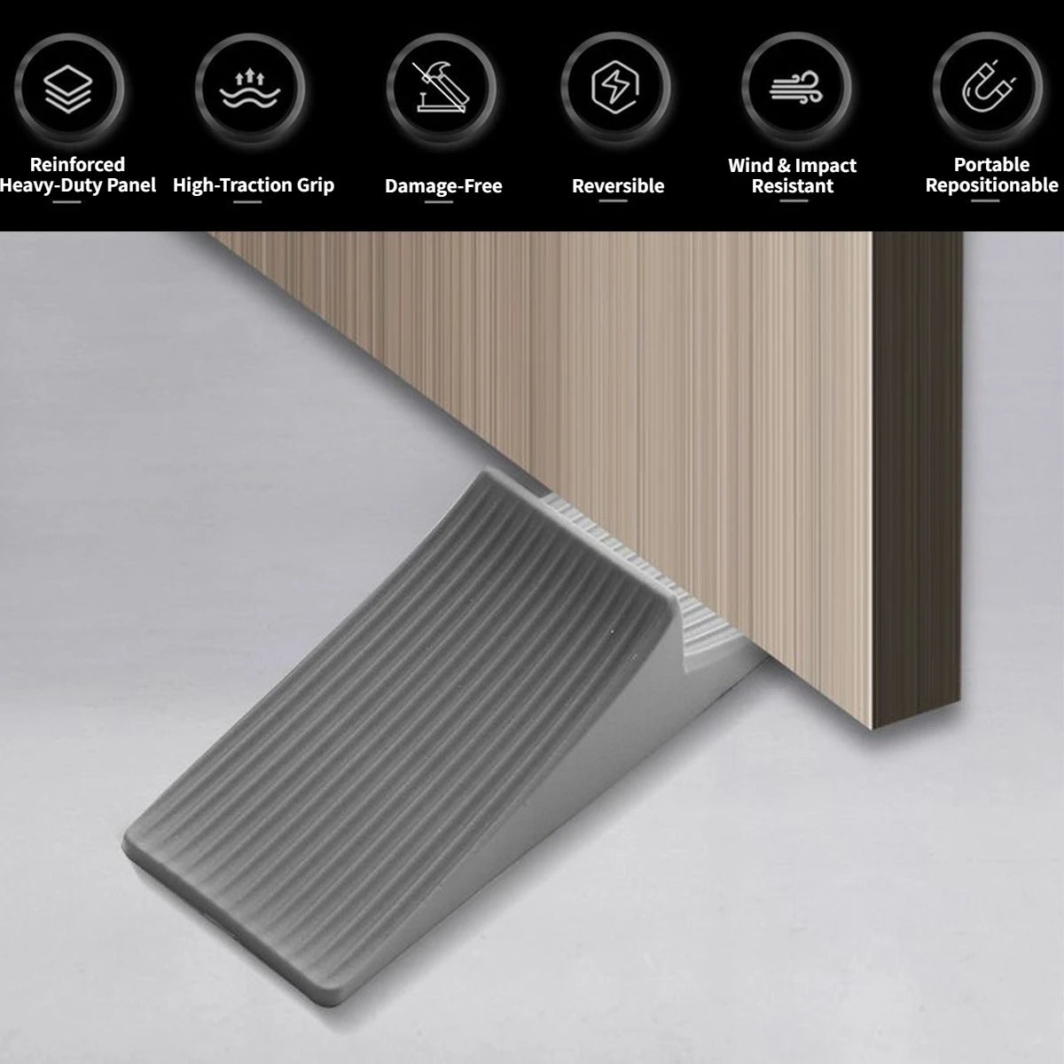 4/5/6 PCS Heavy Duty Rubber Door Stops Black Wedge Door Stoppers for Bottom of Door, Sturdy Non-Slip Floor Protectors, Stackable Oasis Select