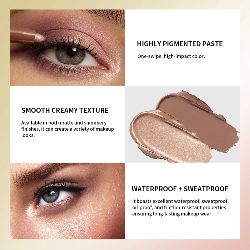 Eye Stylus Shadow Stick Long Lasting Makeup Effect Waterproof Sweat Resistant Circular Design Matte Pearl Tones Eye Shadow Pen Oasis Select
