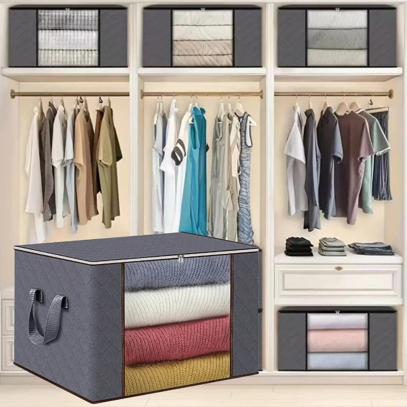 1/3pcs Large Capacity Clothes Storage Bag Organizer With Reinforced Handle For Blanket Comforters Bed Sheets Pillows Toy Oasis Select