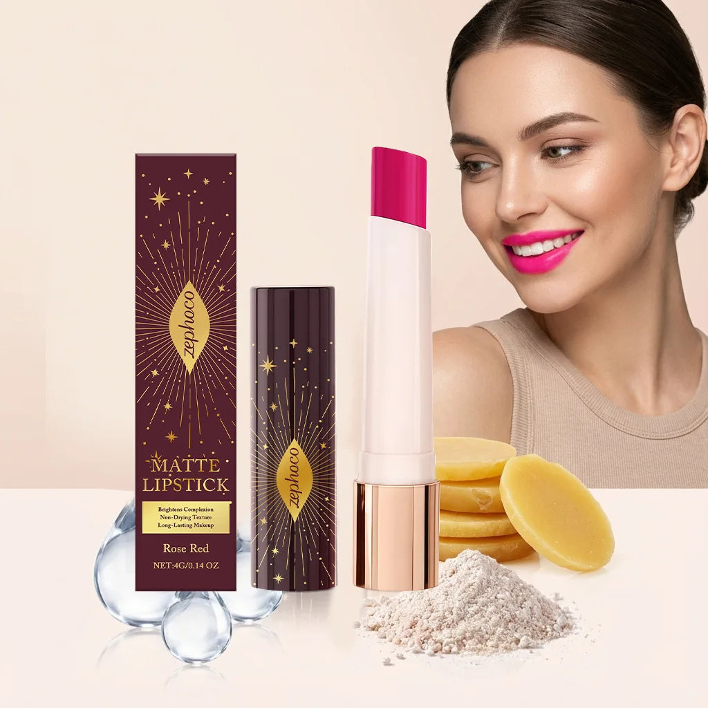 Zephoco Star Glow Matte Lipstick – Long-Lasting High Pigment