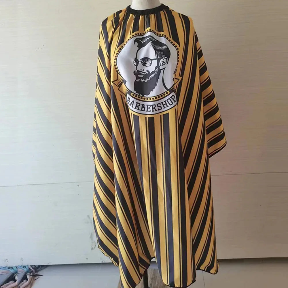 Barber Printed Hair Cutting Cape Yellow Black Striped Waterproof Salon Cape for Men Hair Styling Professional Barber Tool Oasis Select
