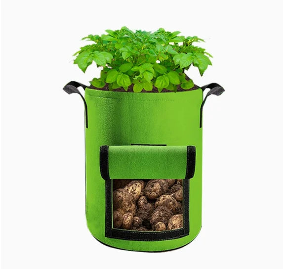 1PC Felt Potato Planting Bag Large Diameter Vegetable Plant Seedling Bag Non-Woven Felt Potato Growing Bucket Oasis Select green