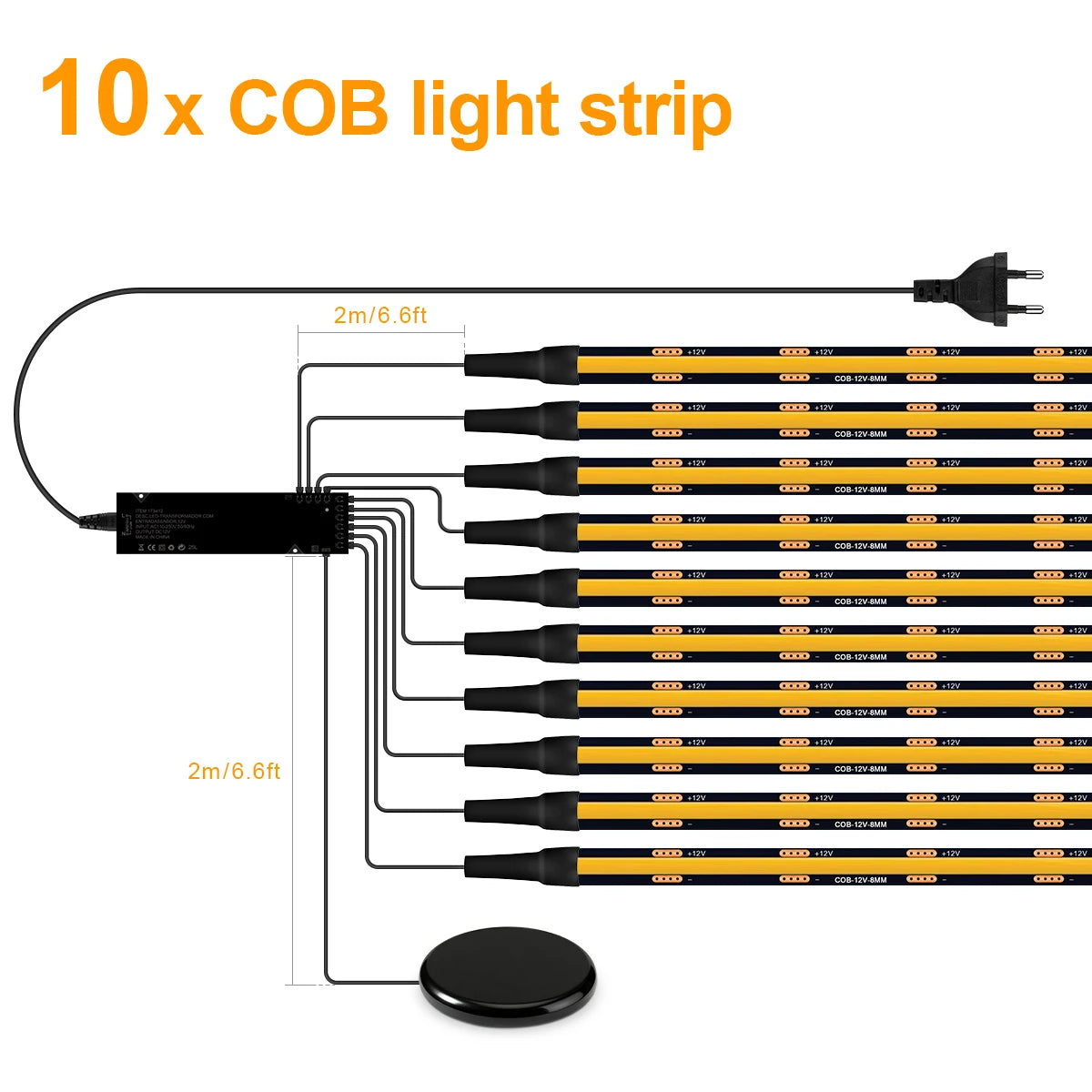 12V Touch Dimmable Black PCB COB LED Strip Light Walnut Acoustic Wood TV Wall Soundproof Panel Cabinet Decor Strong Concealment Oasis Select 10x Light Strip Neutral White 1M 3.28FT|USA Power Plug
