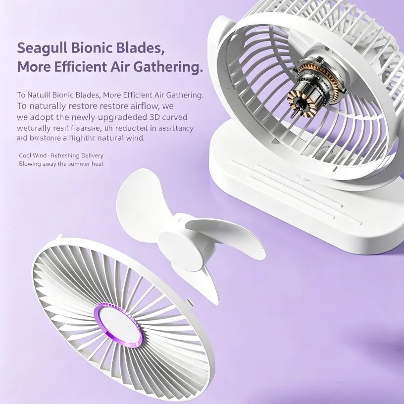Portable USB Rechargeable Desk Fan 3 Speed Adjustable Rotation Quiet Brushless Motor Mini Cooling Fan For Home Office Outdoor Oasis Select