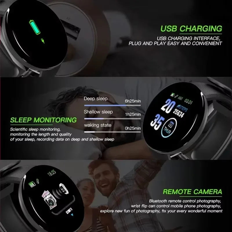 D18 Smart Fitness Bracelet – Heart Rate, Sleep & Call Alerts Smart Fitness Bracelet Oasis Select