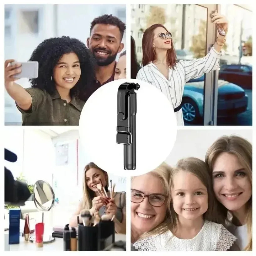 Bluetooth Selfie Stick Mount Scalable 360 ° Rotatable Phone Holder with Light for iPhone 16 15 14 Samsung S24 Xiaomi iOS/Android Oasis Select