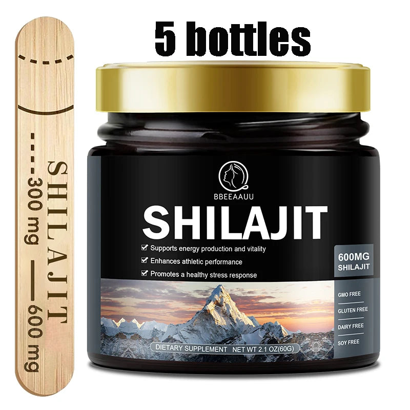 BBEEAAUU 60g 100% Himalaya Pure Shilajit Resin Original Mineral Health Supplement Non-GMO Brain Memory Cognitive Energy Health Oasis Select 5Bottles United States