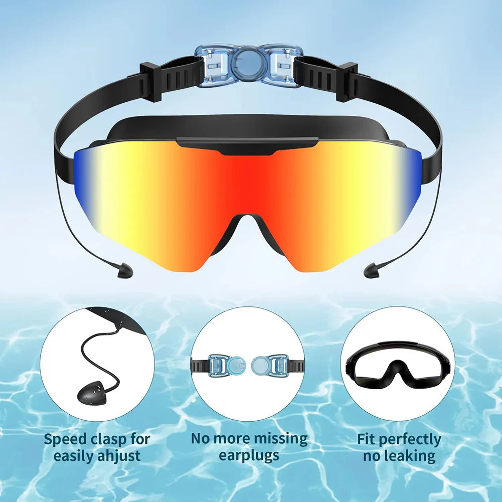 Mirrored Anti-Fog Swim Goggles | Wide View Large Frame & Earplugs Swim Goggles Oasis Select