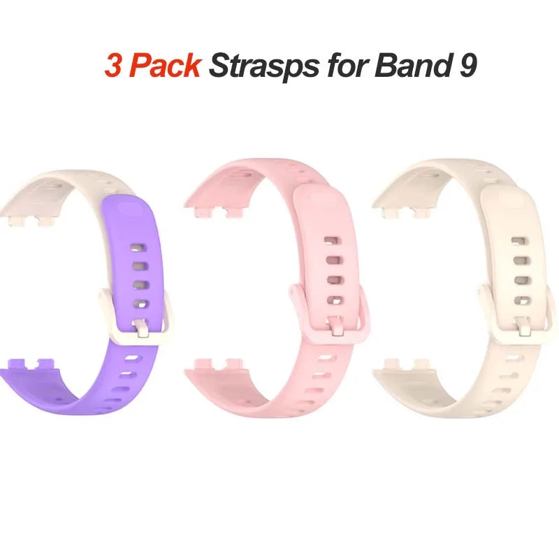 3-Pack Silicone Bands for Huawei Band 9 / Band 9 NFC – Mixed Colors Smartwatch Band Oasis Select