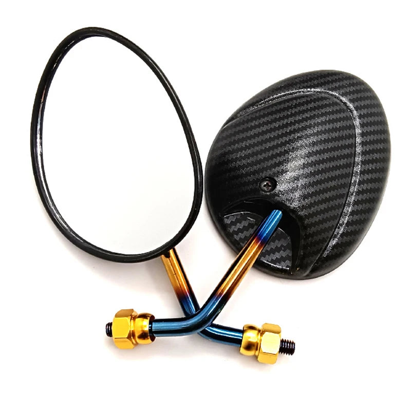 1Pair 22mm Handle Bar Universal Motorcycle Carbon Fiber Texture Burnt Titanium Technology Rear View Rearview Mirrors 8mm Oasis Select B