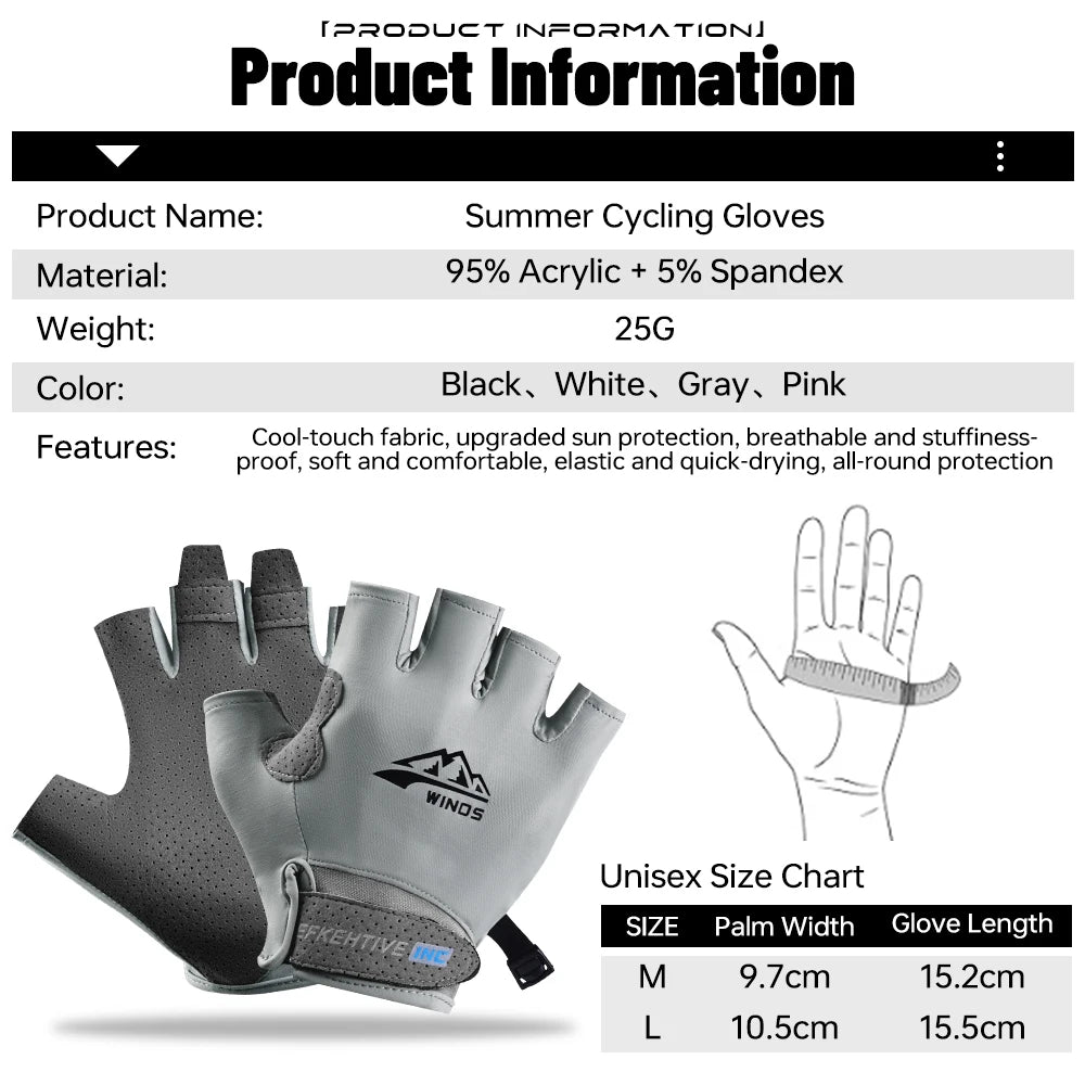 Bicycle Gloves Summer Outdoor UV Protection Cycling Gloves Unisex Fingerless Sports Gym Gloves Breathable MTB Road Bike Gloves Oasis Select