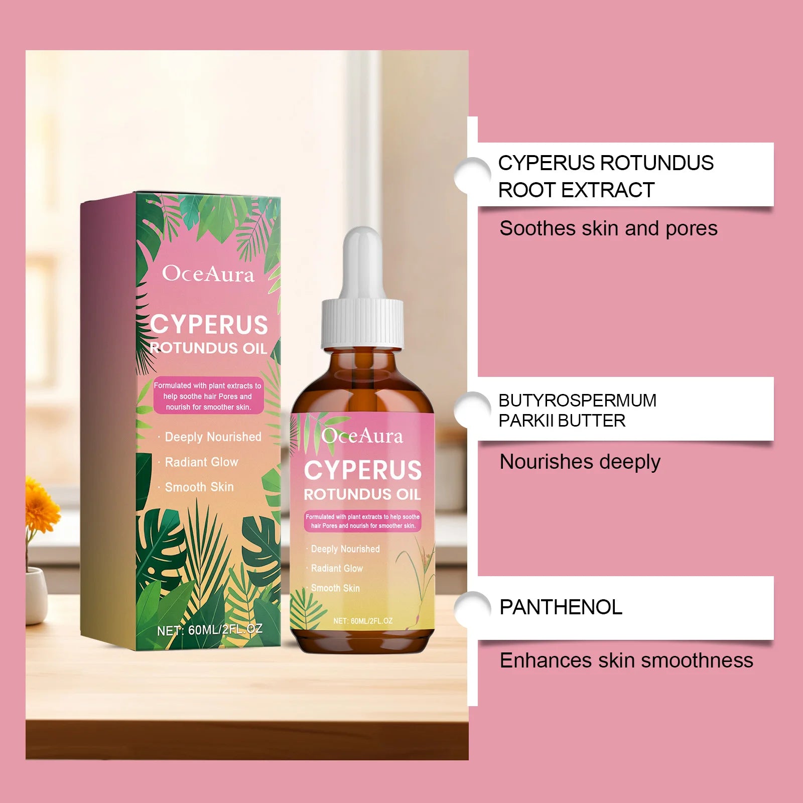 Cyperus Oil Hair Removal Essence Gentle care and cleansing for the whole body, soft skin care hair removal essence Oasis Select
