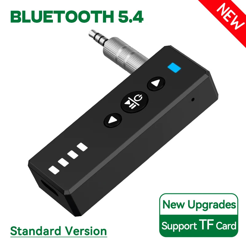 Bluetooth 5.4 Audio Transmitter Receiver 3.5MM AUX Support TF Card Play MIC Collar-Clip Wireless Adapter For Car Airplane TV PC Oasis Select ZF-363