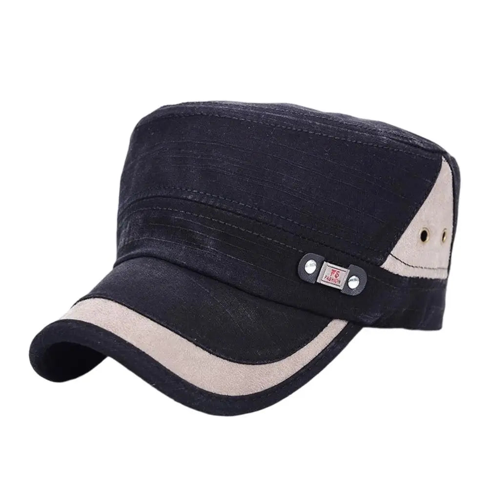 Fashion Anti-UV Fishing Hat Cotton Adjustable Sun Hat Retro Outdoor Sunscreen Flat Top Hat Men Women Oasis Select